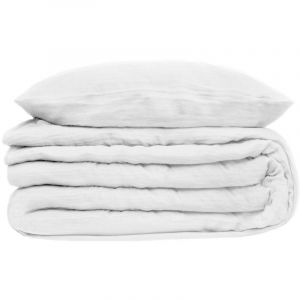 Image de Housse de couette et taies gaze de coton blanc 220x240cm