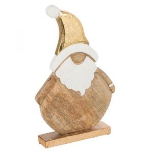 Père Noël Déco "bois De Manguier" 40cm Naturel Prix Beige