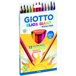 Giotto Elios Giant Wood Free 12 Crayons Triangulaires