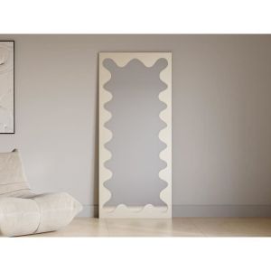 Vente-unique - Grand miroir en métal à structure ondulée - l. 70 x H.160 cm - Beige - gansu