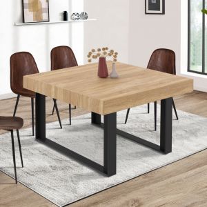 Idmarket Table à manger carrée phoenix 6 personnes bois et noir 120 cm