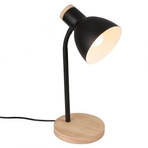 BRILONER - Lampe de table avec interrupteur à fil, orientable, E14, max. 10W, bureau, chevet, salon à poser, lampe à poser, table, 14x38 cm, noir-bois