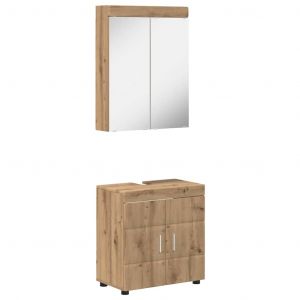 VidaXL Ensemble de mobilier de salle de bain TULUM Ch&ecirc;ne artisanal