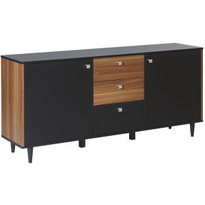 Image de Beliani Commode noire et bois foncé KURO