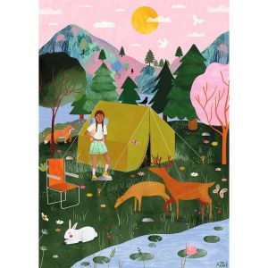 Nathan Puzzle 1000 pièces - Let's go camping - Laura Lhuillier - Adultes et enfants dès 14 ans - Puzzle de qualité supérieure - Collection Carte Blanche - 12000896