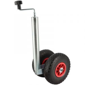 Roue Jockey double - Tube métal 48mm - Pneus increvable 260x85mm - Pour caravane et remorque
