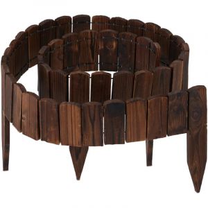 Relaxdays Bordure de Parterre Flexible de 200 cm de Long - Hauteur Visible : 10 cm - À Planter - Bois - Clôture de pelouse - Marron foncé