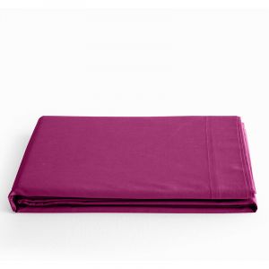 Coton Pur - Drap plat 'Prémium' pour lit 1 place & 2 places - Prémium Magenta - 180 x 290 cm pour lit 1 place