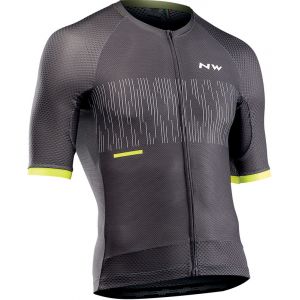 Image de Northwave Storm Air Maillot Manches courtes Homme, anthracite/yellow fluo S Maillots route