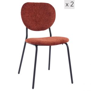 Lot de 2 Chaises de Salle a Manger Scandinaves Capitonnees Metal - Nordlys