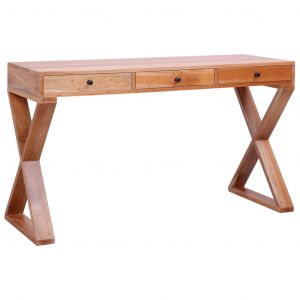 Image de VidaXL Bureau d'ordinateur Naturel 132x47x77 cm Bois d'acajou massif