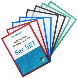 Lot de 5 cadres magnétiques DIN A3 pour dessins denfants portedocuments sacs pour photos cadres photo magnétiques rouge