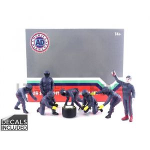 SANS Voiture Miniature de Collection AMERICAN DIORAMA 1-18 - FIGURINES F1 Pit Crew Figures Set 3 Team Blue Purple - Blue Purple - 76558 - Resin