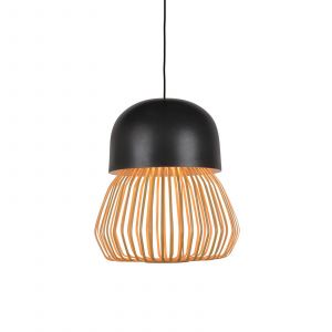 Forestier Suspension Anemos Medium / &Oslash; 39 x H 47 cm - Bambou & c&eacute;ramique gris/bois naturel en c&eacute;ramique/bois