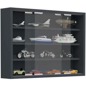 AgisaM vitrines en verre accroché au mur 2 portes coulissantes anthracite.