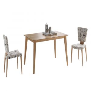 Table repas NORDIC 4 couverts 120 x 90 cm pieds bois plateau chêne naturel