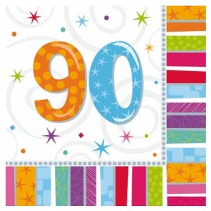 16 serviettes Anniversaire 90 ans