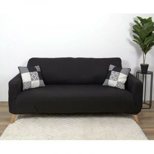 The home deco factory Housse de canapé 3 places extensible noir
