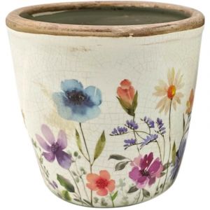Signes Grimalt Pot de Fleurs D&eacute;coratif, C&eacute;ramique Blanche, Design Romantique, Id&eacute;al pour l'Int&eacute;rieur et l'Ext&eacute;rieur, 15,5 cm