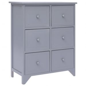 Image de VidaXL Armoire Latérale avec 6 Tiroirs 60x30x75 cm Bois Paulownia Gris