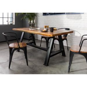 Table à manger 140x90 Bois de récupération laqué Multicolore industrial 83 - multicolore