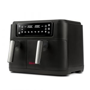 Girmi FG26 Friteuse à Air Ecofrit Bis, 2400 W, 9 Litres, Contenants antiadhésifs, Écran digital, BPA-PFOA Safe, 2 zones de cuisson séparées, Livre de recettes inclus, Noir