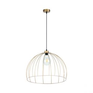 Lampe Suspendue Coop Métal Doré Métal Noir Câble en Tissu