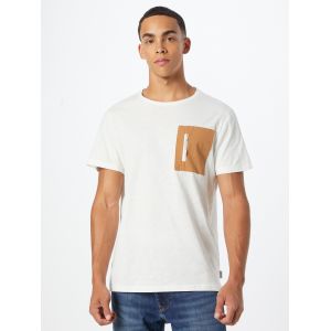 Blend T-shirt en maille chinée de coton blanc à manches courtes et col rond