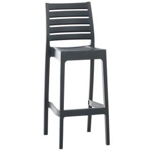 Décoshop26 Tabouret de bar pour intérieur ou extérieur en plastique gris foncé empilable avec repose-pieds 10_MDJ10230