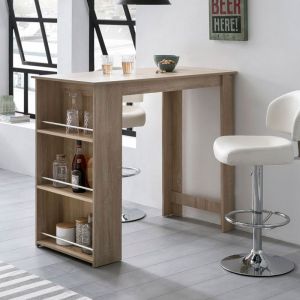 Table de bar avec rangements 120x60x107,5 cm naturel