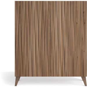 Herdasa, Meuble &agrave; chaussures en m&eacute;lamine, mod&egrave;le Malmo, 90x90x27 cm - noyer Velmore avec portes effet lattes noyer