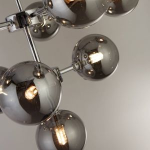 Searchlight Lampe &agrave; suspension chrome lampe de salon suspension moderne table &agrave; manger, lampe boule de verre r&eacute;glable en hauteur, 9x douilles G9, DxH 40x120 cm