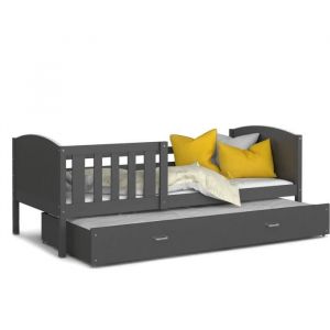 LIT Gigogne Tomy 90x190 gris-gris livré avec sommier, tiroir et matelas de 7cm OFFERT. Gris-gris