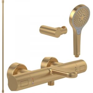 Villeroy & Boch Pack mitigeur baignoire thermostatique Universal Taps & Fittings rond Brushed Gold avec ensemble - or bross&eacute;