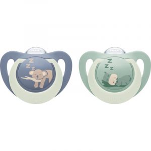 Nuk First Choice Night 6-18 m chupeta Hippo/Koala 2 un.
