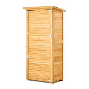 VEVOR Grand abri de Rangement extérieur en Bois avec Cadre en métal, étagères, Sol, Armoire de Rangement étanche pour terrasse, Cour, pelouse, Jardin, 80 x 162,1 cm
