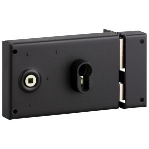 THIRARD Serrure horizontale pour cylindre &agrave; fouillot - Noir - Droite - Section 6 mm