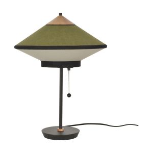 Forestier Lampe de table Cymbal / &Oslash; 35 cm - Velours vert,ch&ecirc;ne naturel en tissu