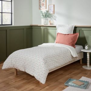 Housse de couette blanche &agrave; motifs 200 x 200 cm