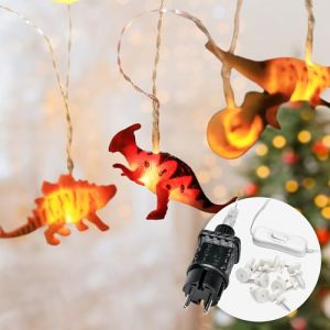 Guirlande lumineuse LED Cozy Home - Design Dino avec 12 figurines - Lumière blanche chaude - 180 cm - Multicolore