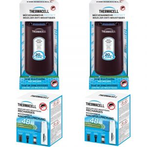 Thermacell 2 Diffuseurs + 2 Recharges Anti-Moustiques & Moustiques Tigres - Protection efficace 20 m² - Inodore - Durée 120h - 10 Cartouches Gaz +