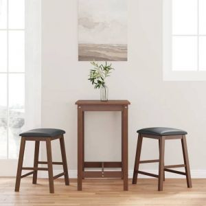 VidaXL Chaises de bar avec coussins 2 pcs marron bois massif d'h&eacute;v&eacute;a