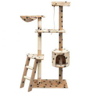 VidaXL Arbre à chat et griffoir Sisal 150 cm Empreintes de pattes Beige