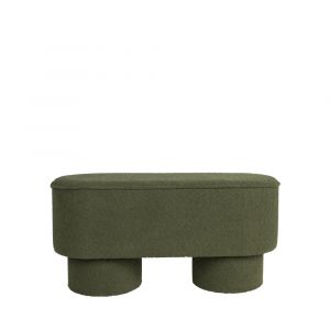 DRAWER Banc arrondie en tissu bouclette L93cm vert kaki