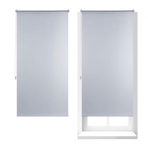 Relaxdays - Store Enrouleur, lot de 2, Thermique, Chaînette latérale, Fixation sans perçage, 80x160, largeur tissu 76 cm, blanc
