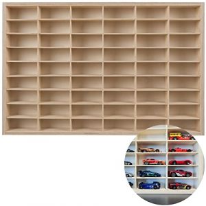 KRUZZEL Vitrine de Collection en Bois avec 54 Compartiments 78,5 x 50 x 4,5 cm - vitrine en Bois pour Votre Collection - vitrine d'organisation pour Voitures - étagère pour boîte d'allumettes 21998