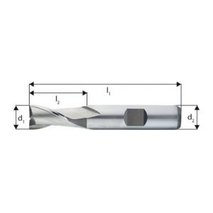 Forum Fraise à rainurer extra courte, type N, en acier à coupe rapide à 8% de cobalt, sans revêtement, Ø d1 - e8 : 8,5 mm, Long. totale l1 61 mm