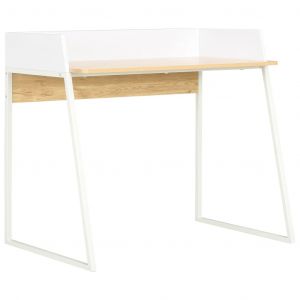 VidaXL Bureau Blanc et ch&ecirc;ne 90 x 60 x 88 cm