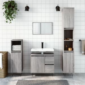 VidaXL Ensemble de meubles de salle de bain 3 pcs Sonoma gris, meuble de lavabo de salle de bain, armoire de salle de bain, meuble de toilette