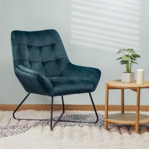 Image de Zago Fauteuil velours gris bleu